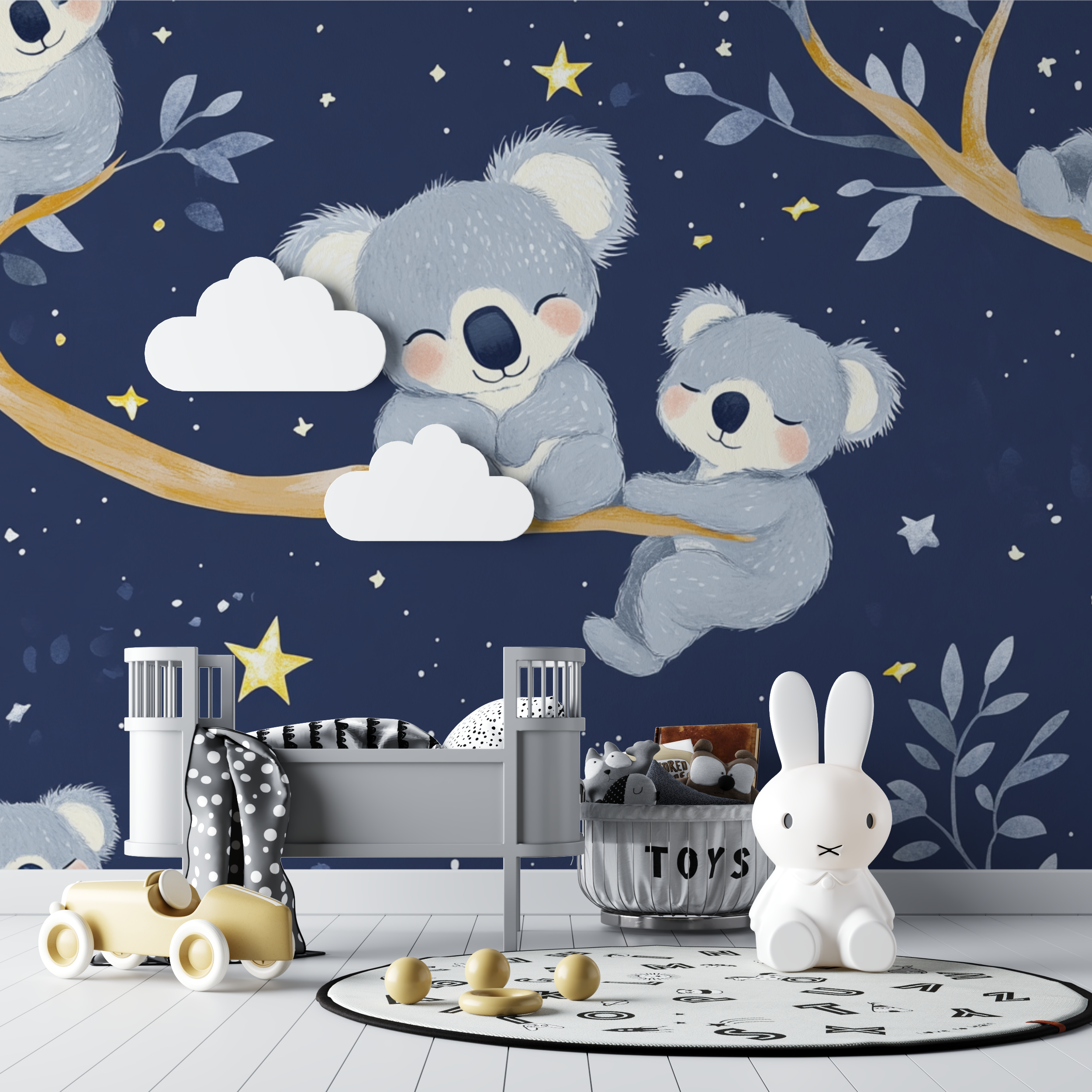 Papier peint koala parmi les etoiles bebe tipi