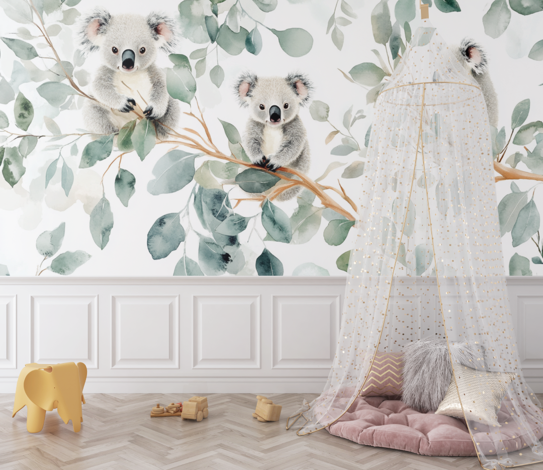 Papier peint koala et lumiere du matin bebe