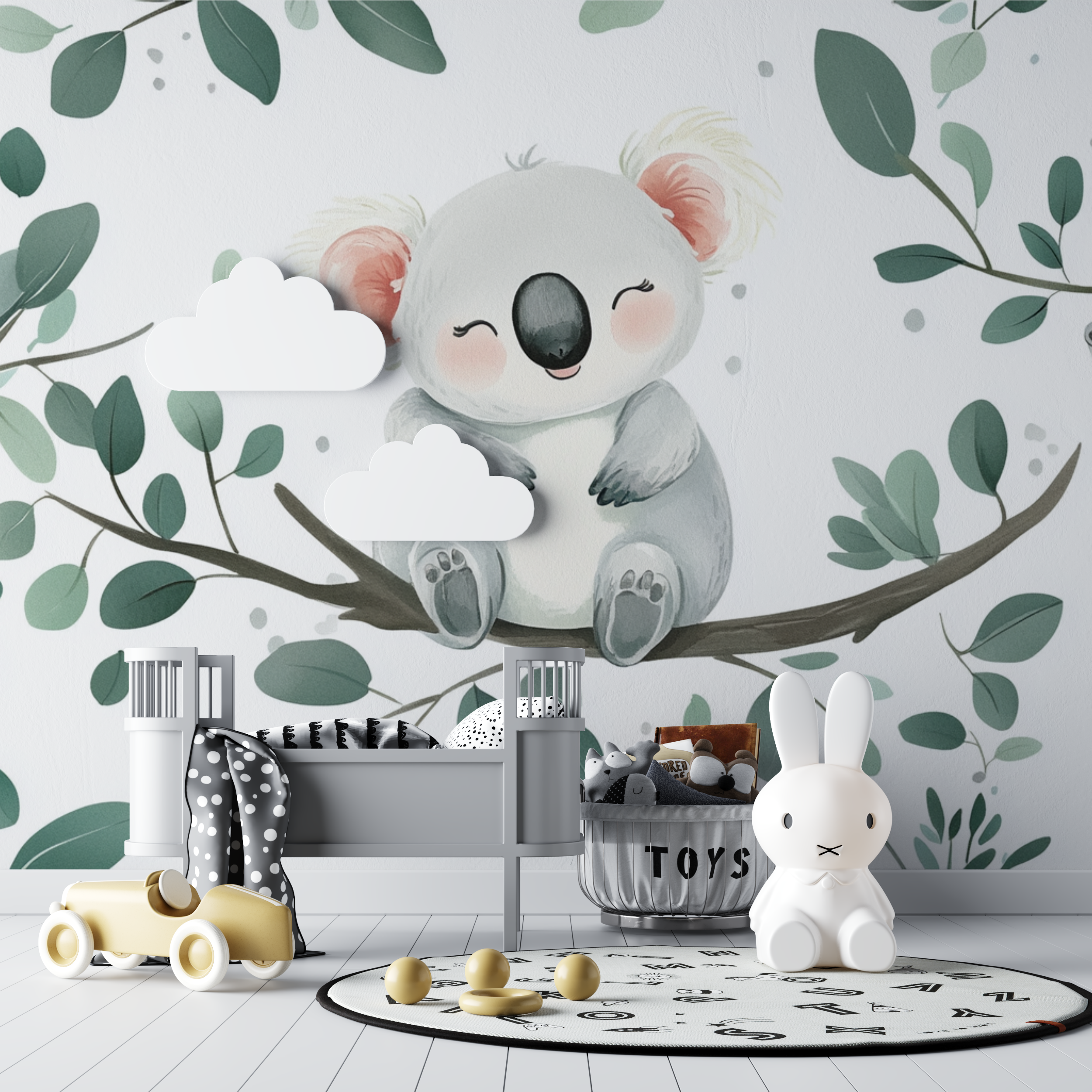 Papier peint koala nouveau ne pastel bebe tipi