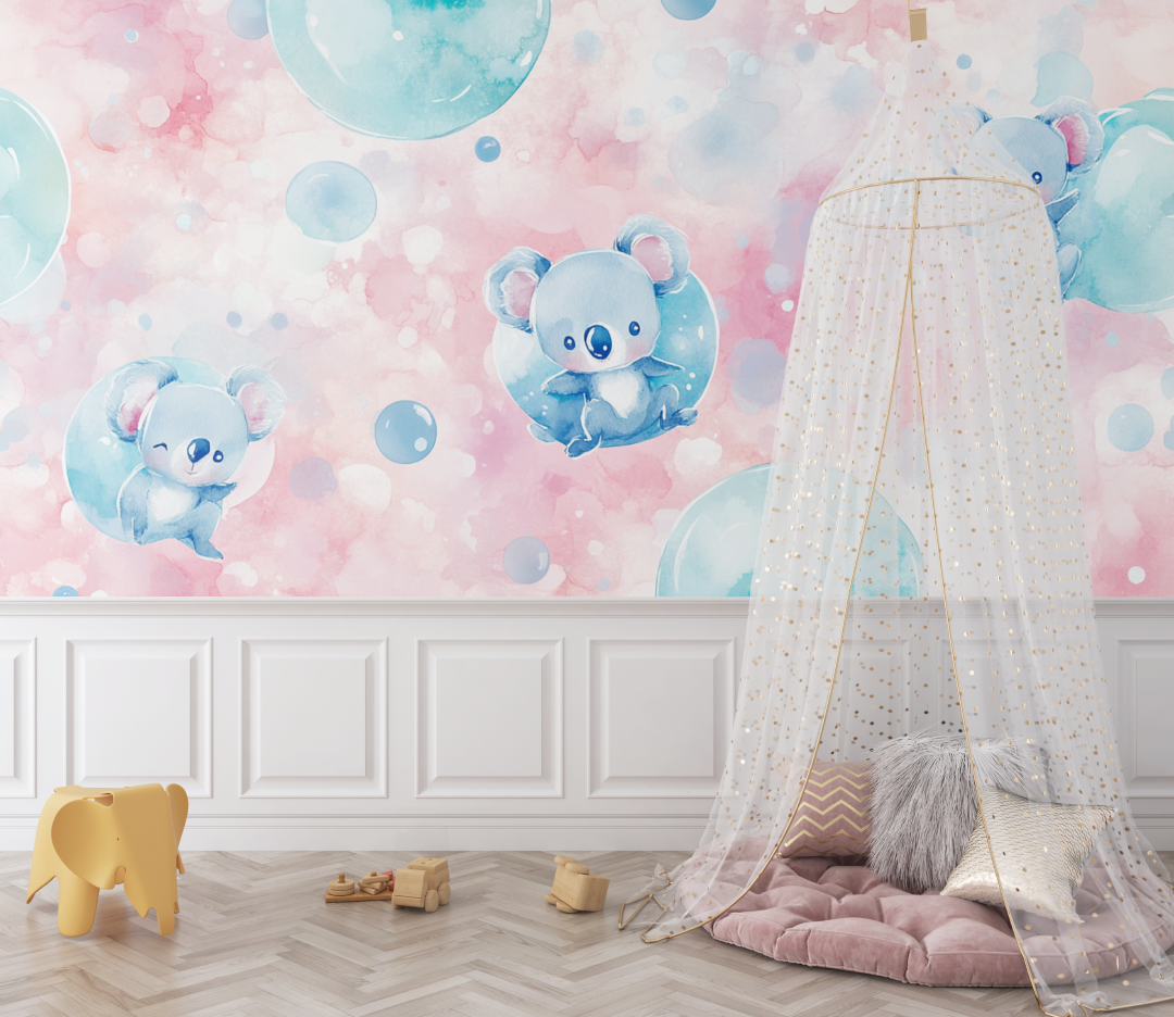 Papier peint koala dans une bulle de reve bebe
