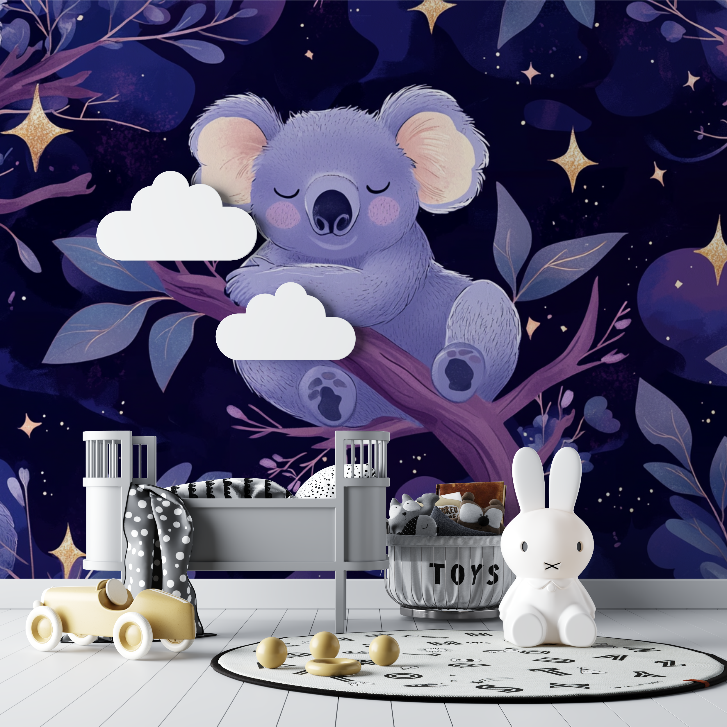 Papier peint koala sous la voute celeste bebe tipi