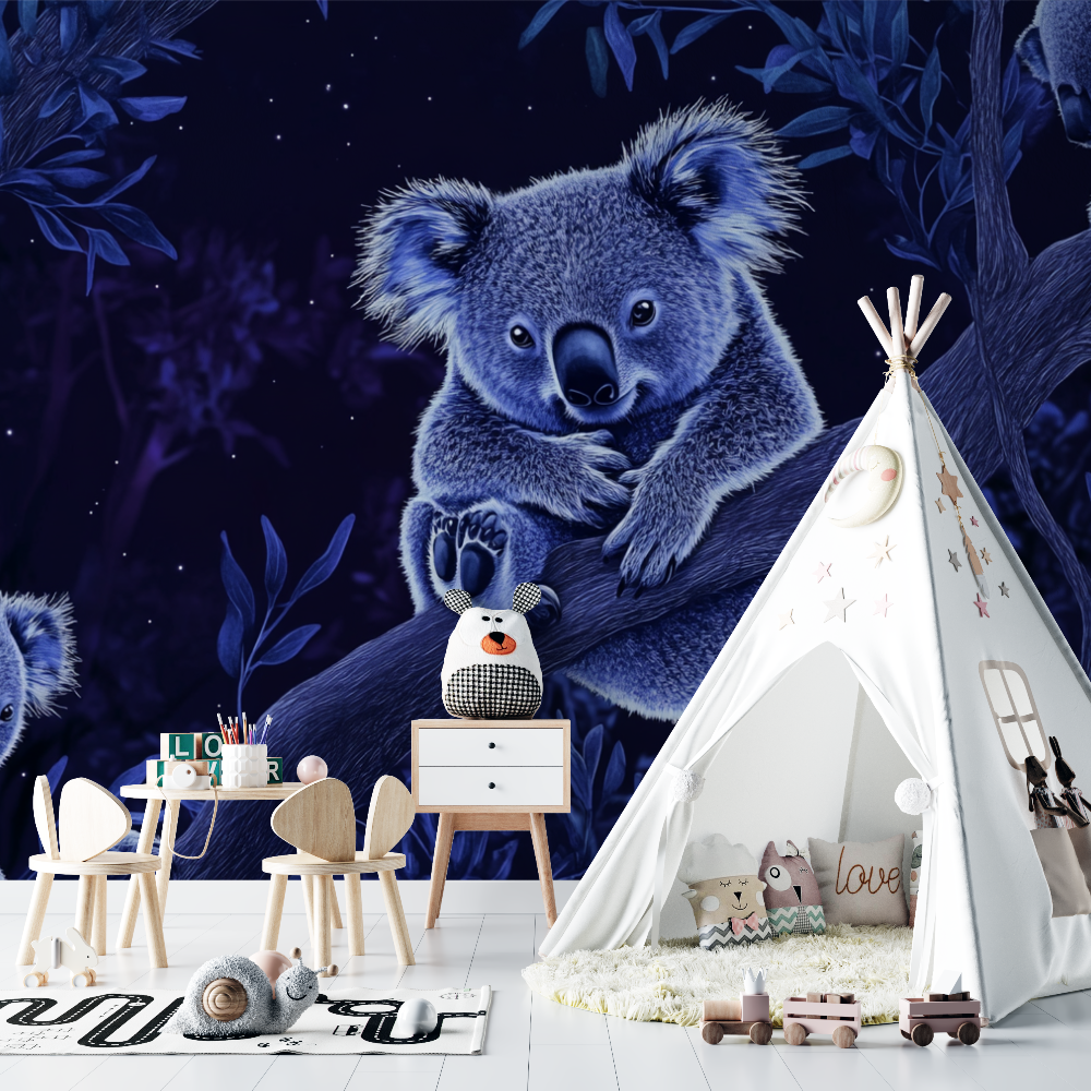 Papier peint koala et magie de la nuit chambre bebe