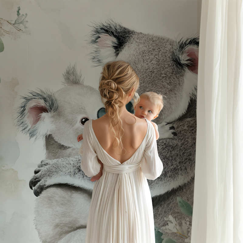 Papier peint koala blotti contre sa maman bb123