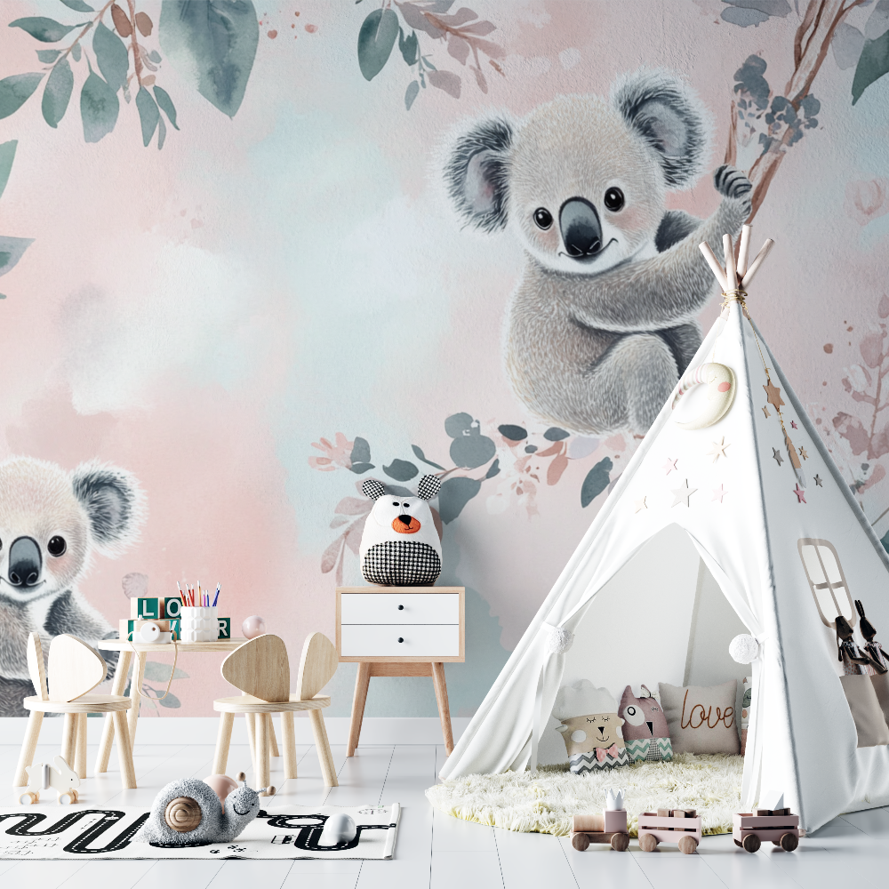 Papier peint koala et ambiance doudou chambre bebe