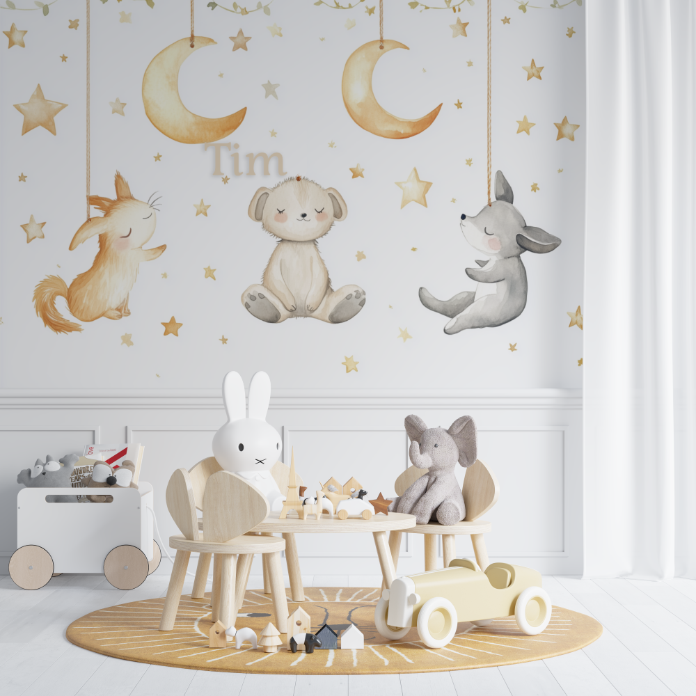 Papier peint prenom bebe chambre de bebe
