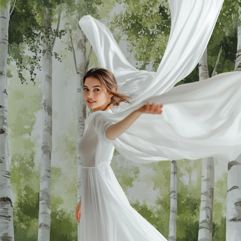 Papier peint arbre foret de bouleau modele