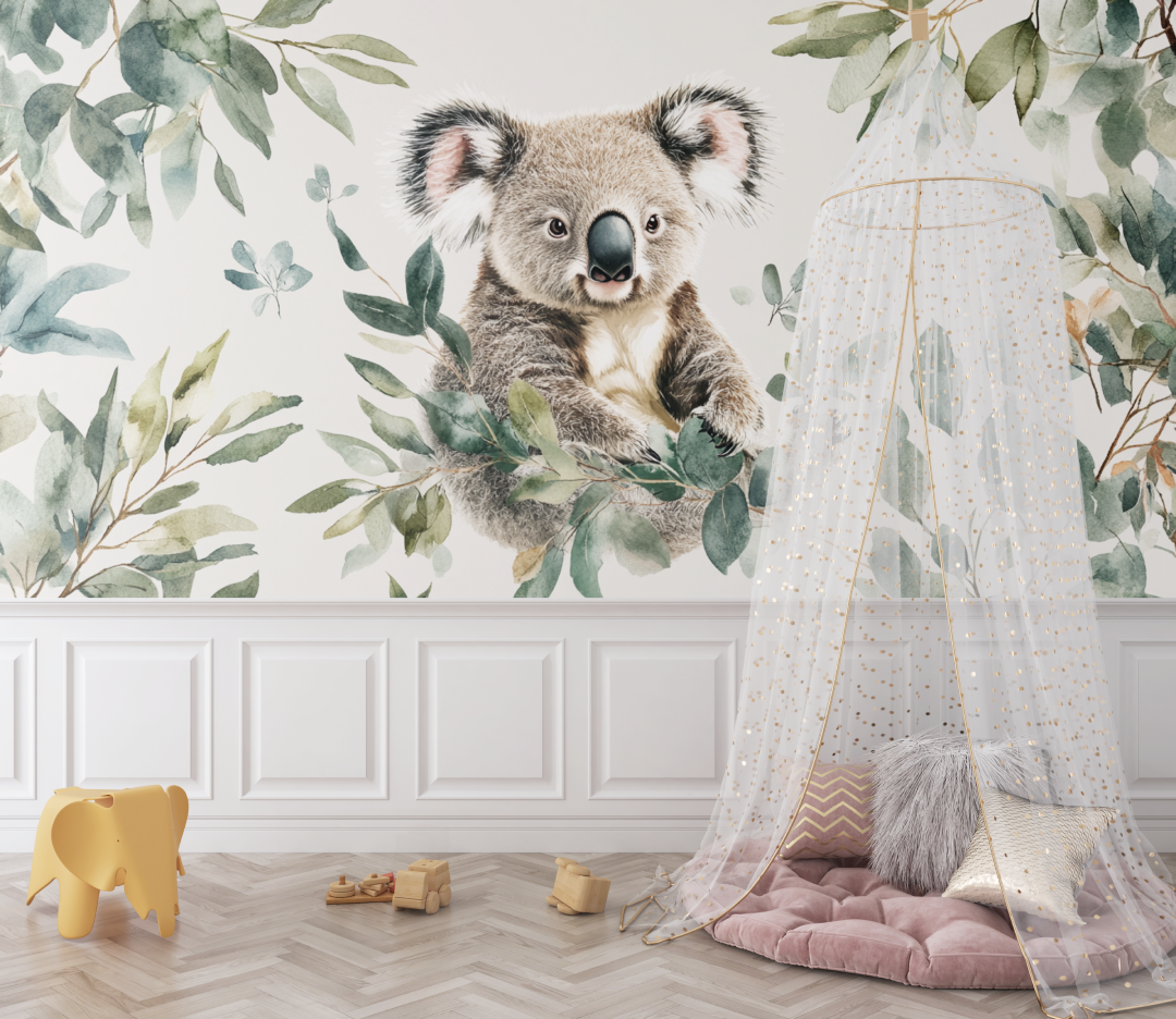 Papier peint koala qui seveille doucement bebe