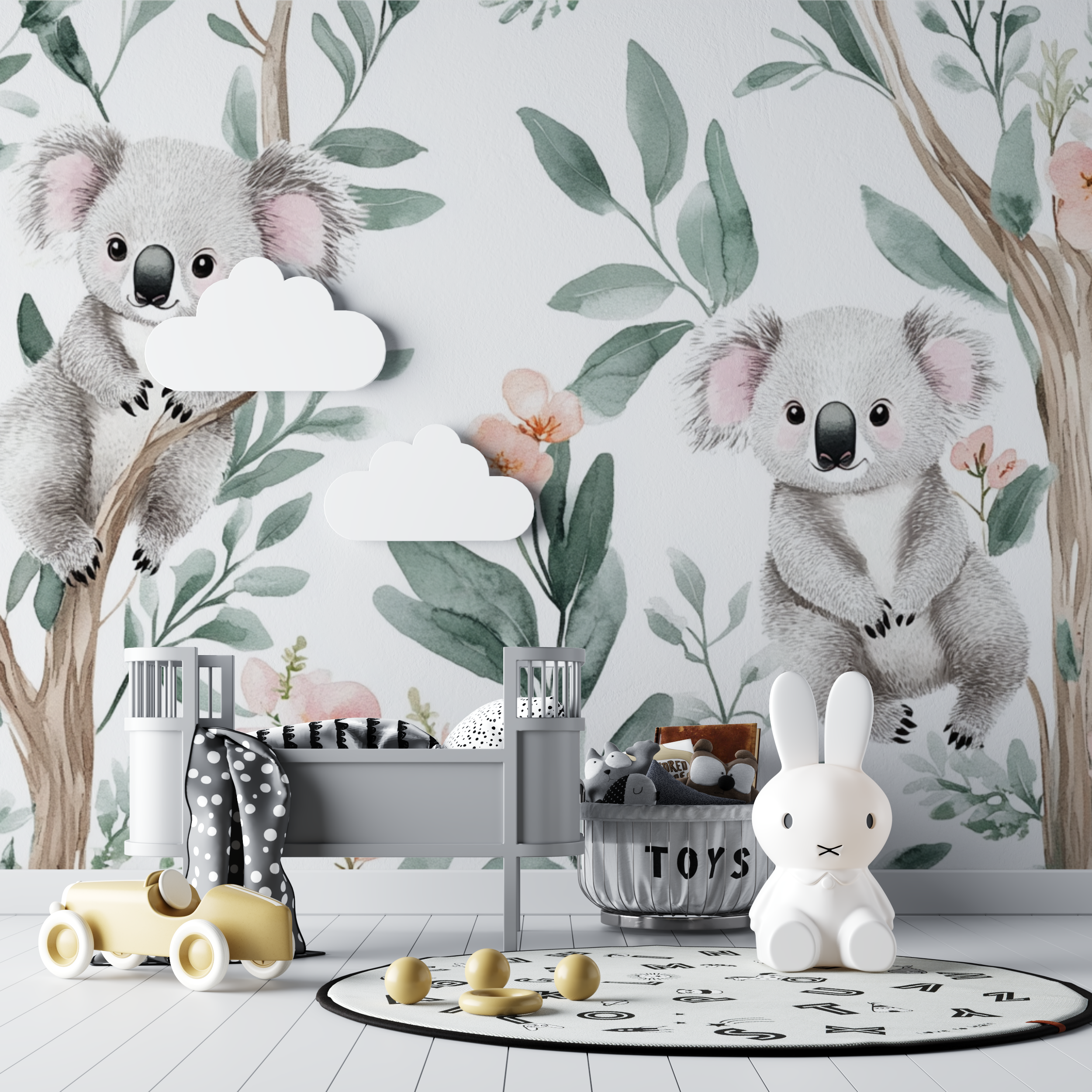 Papier peint koala dans un jardin aerien bebe tipi