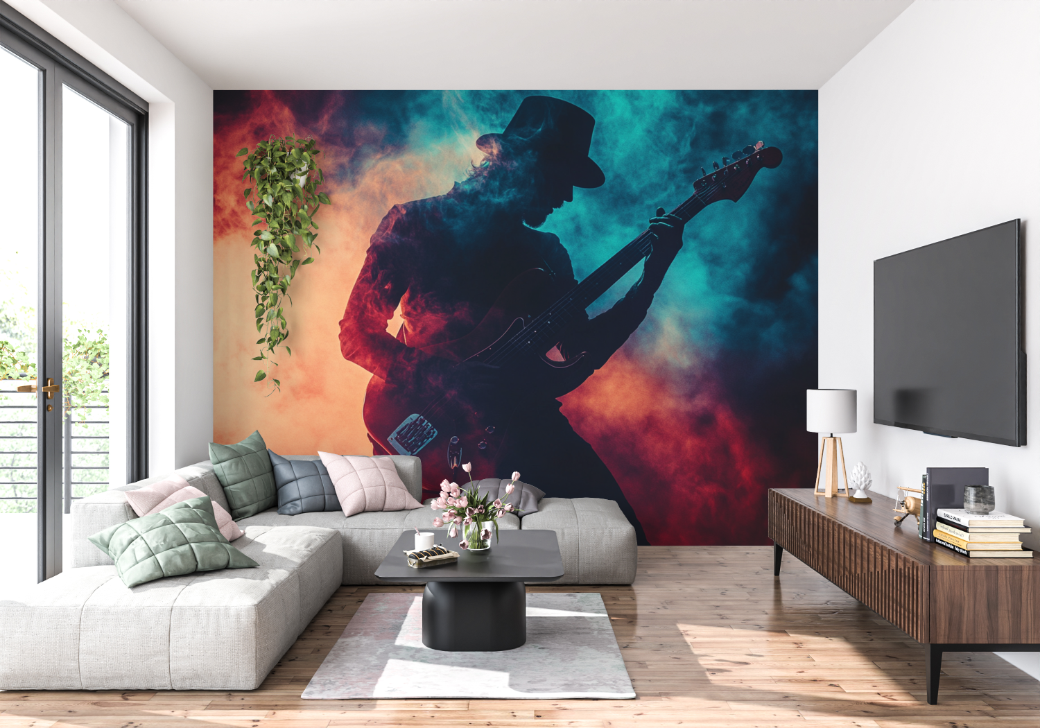 Papier peint guitariste lets rock panoramique 4murs