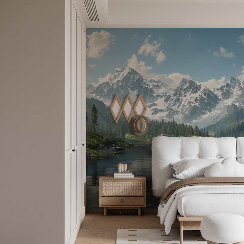 Papier peint panoramique lac de...agne en haute savoie mural