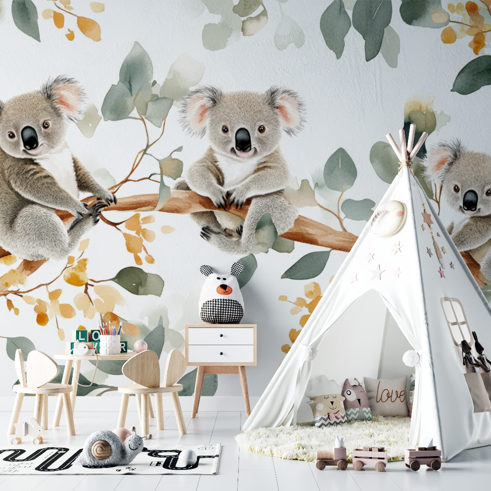 Papier peint koala au lever du jour chambre bebe