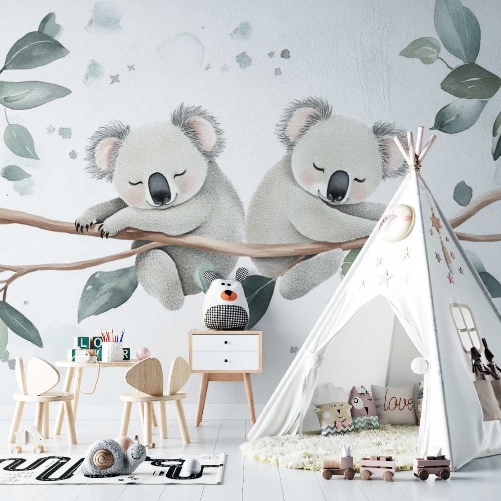 Papier peint koala qui reve eveille chambre bebe