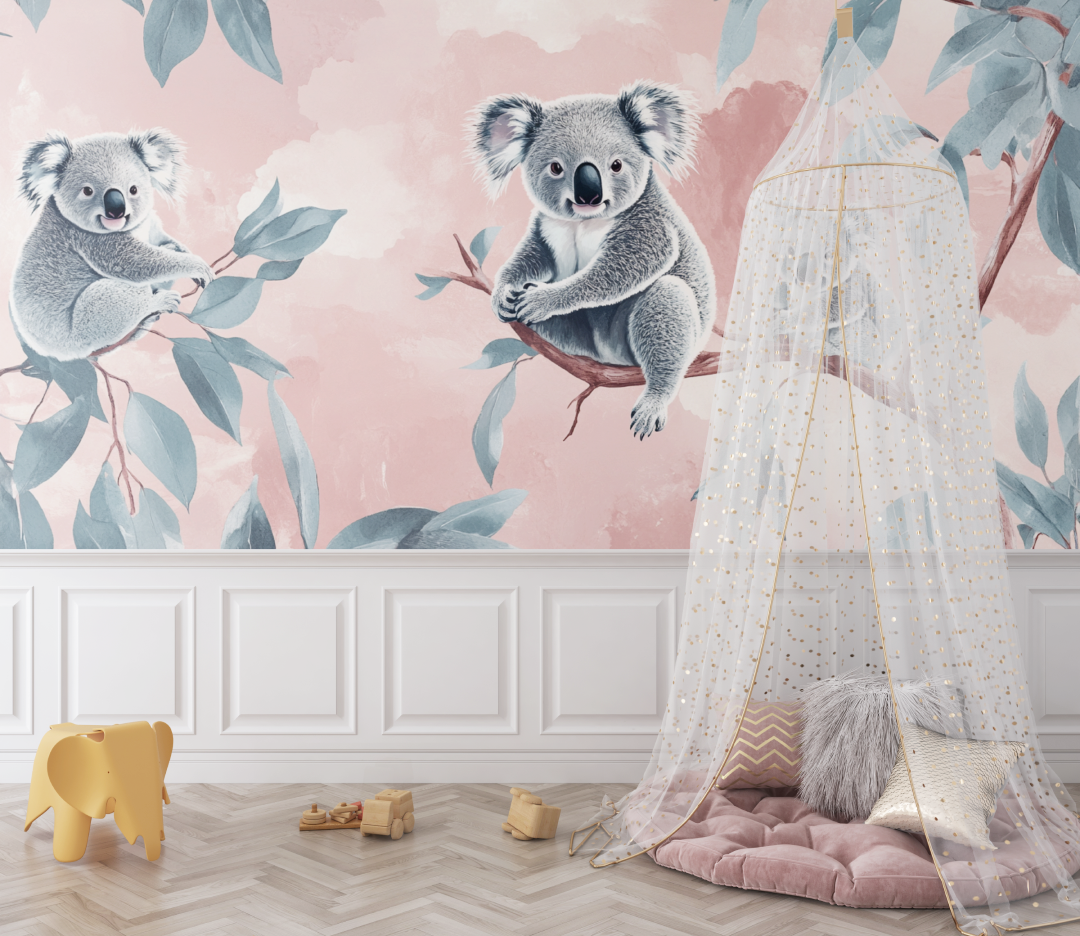 Papier peint koala et ciel poudreux bebe