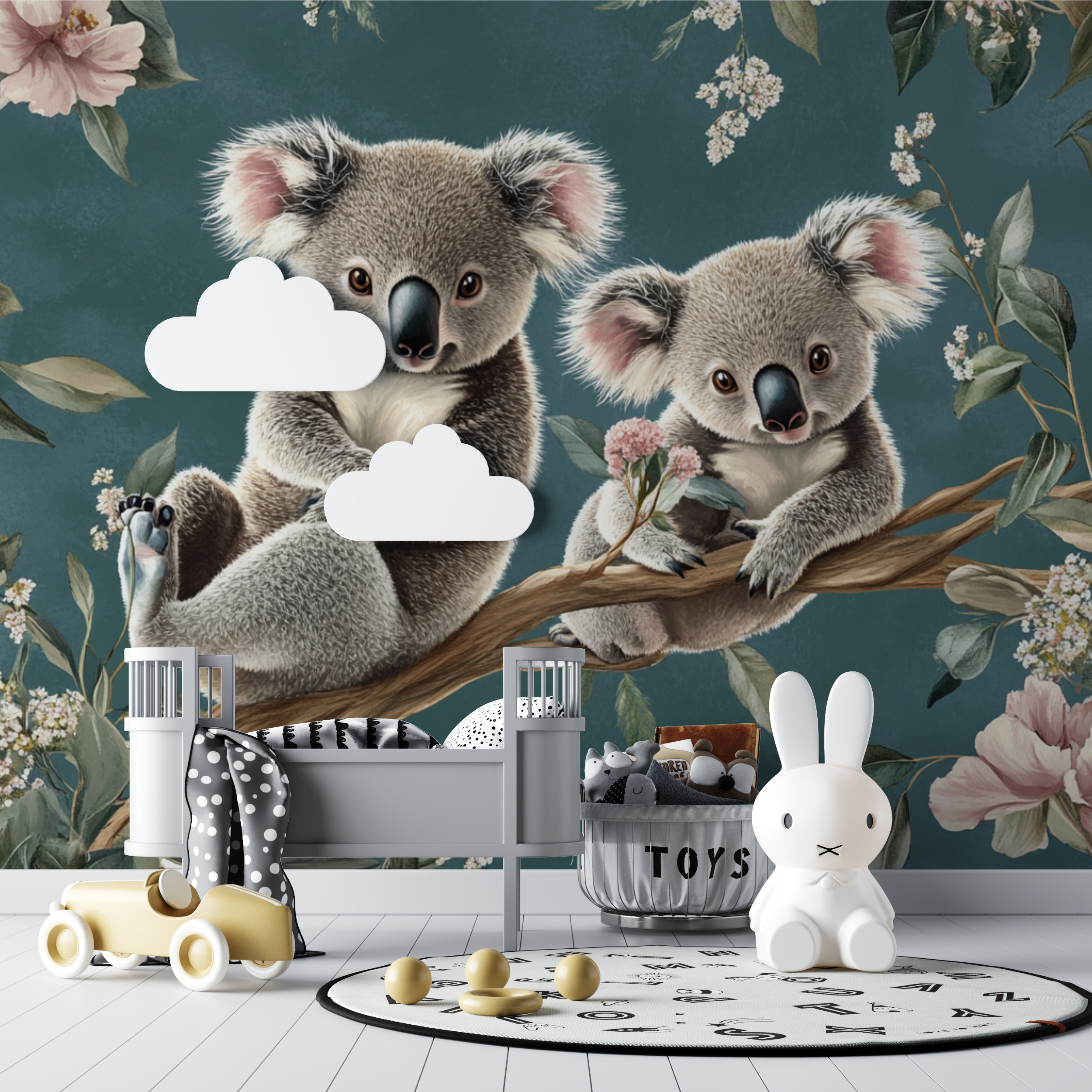 Papier peint koala dans un monde de douceur bebe tipi