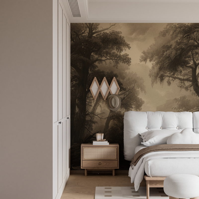 Papier peint panoramique foret salon mural
