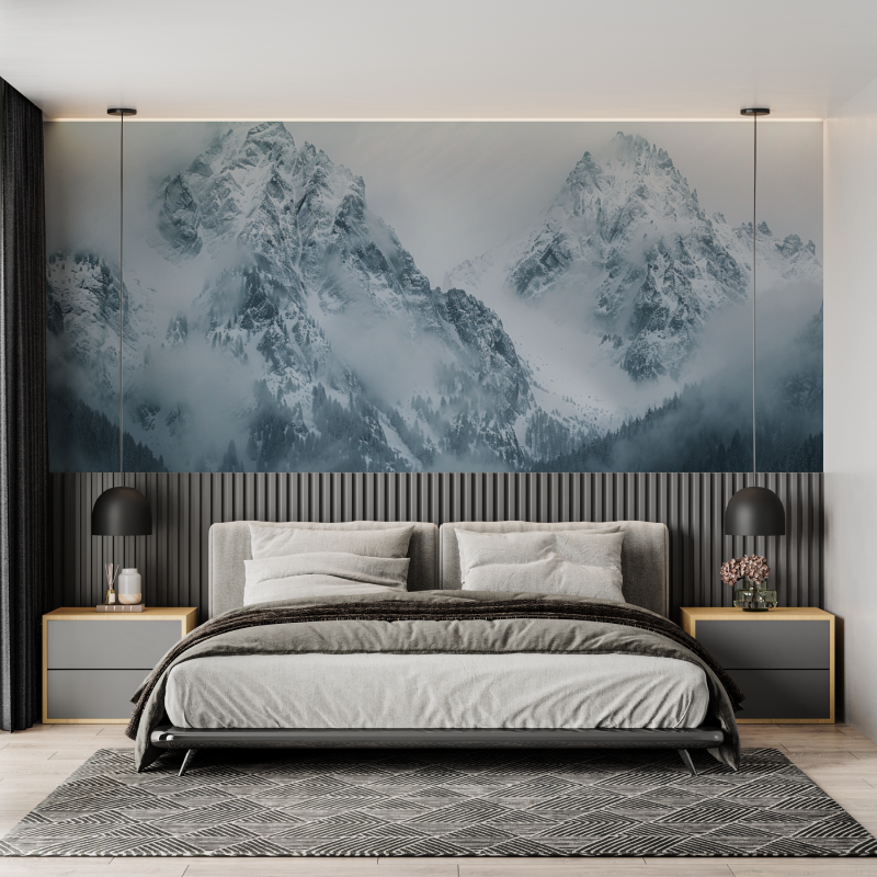 Papier peint salle de bain mont...el des aravis mural adulte