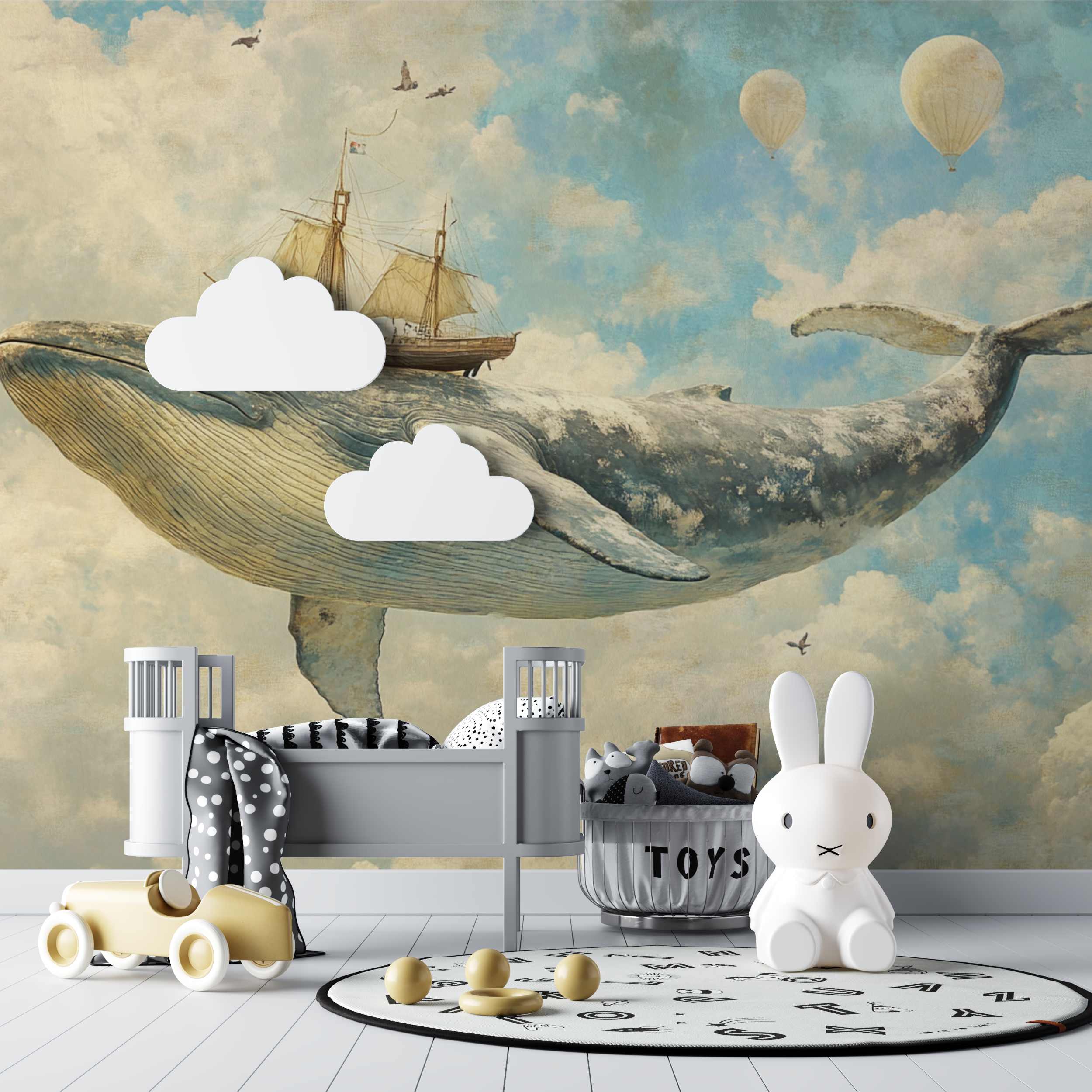 Papier peint chambre bebe baleine bebe tipi