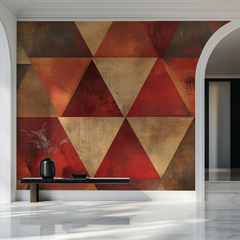 Papier peint vintage triangle rouge salon beau