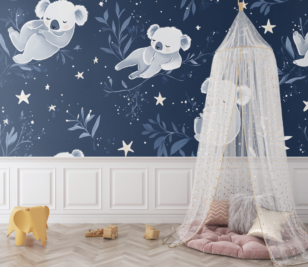 Papier peint koala au creux dune etoile bebe
