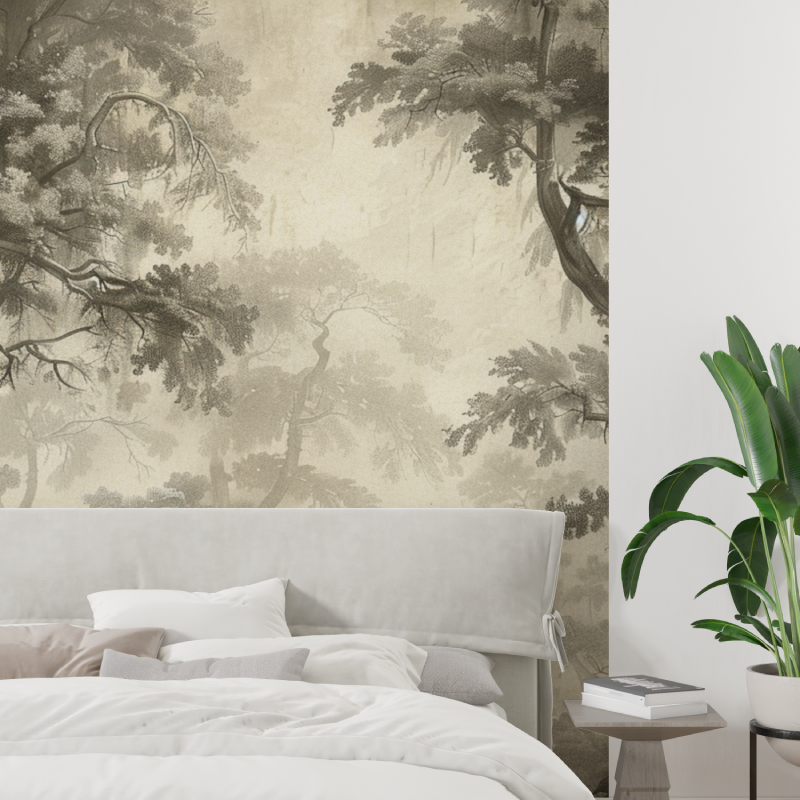 Papier peint foret sepia tapisserie tendance