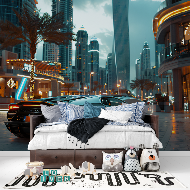 Papier peint voiture de luxe dubai tapisserie pour ado