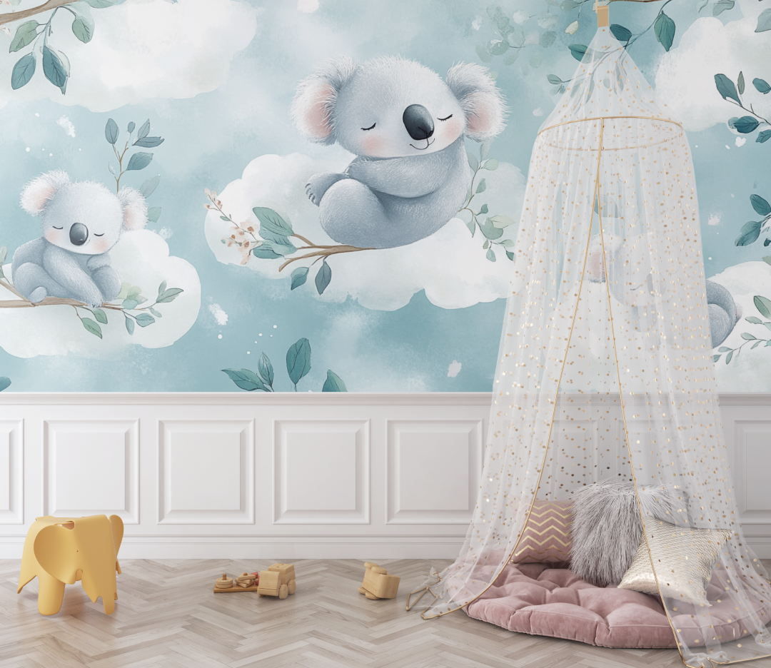 Papier peint koala dans les nuages bebe