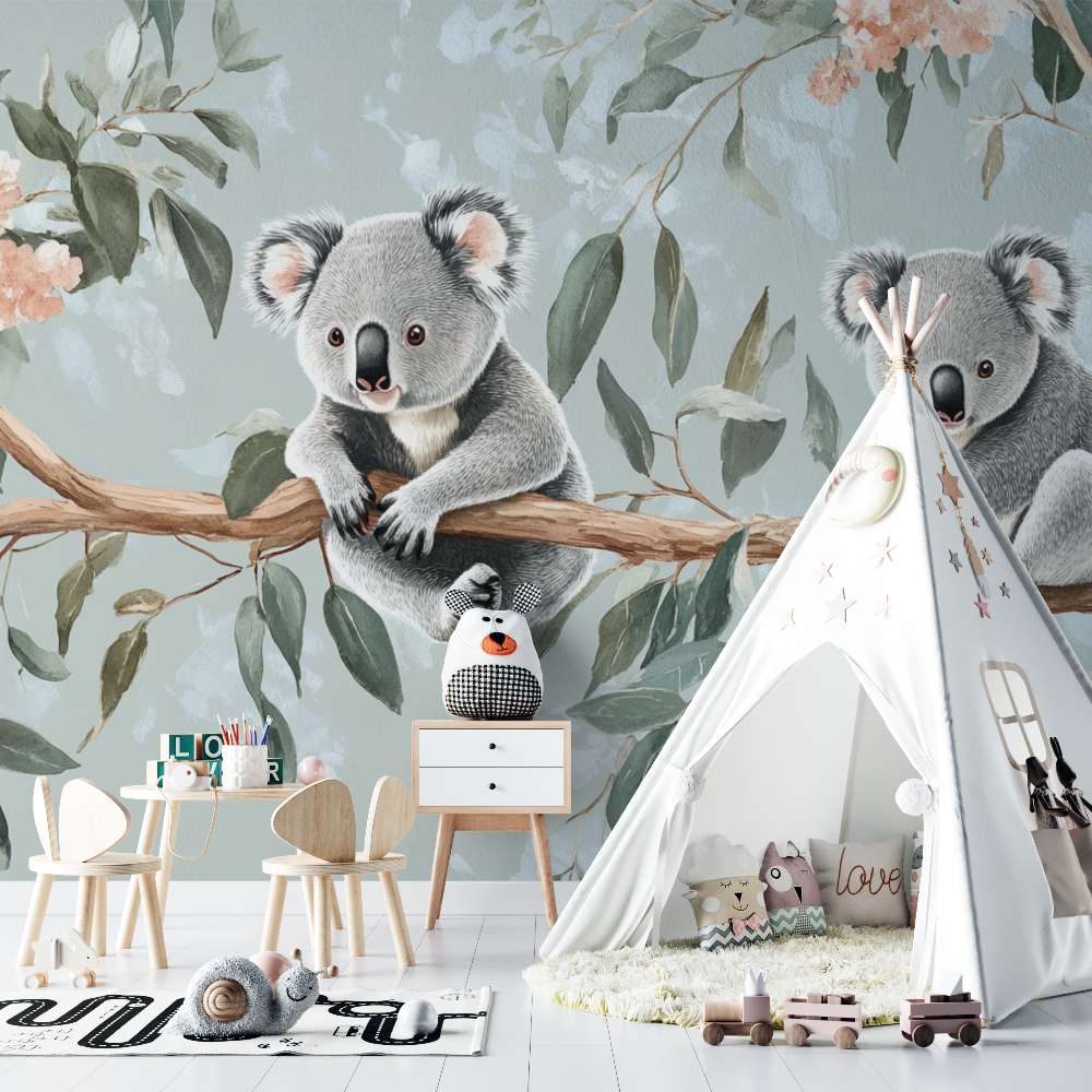 Papier peint koala dans un monde suspendu chambre bebe