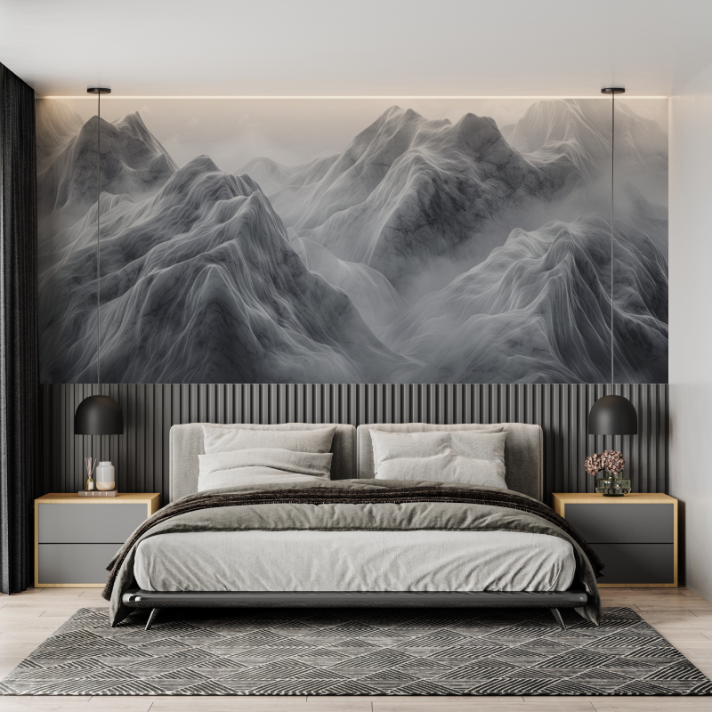 Papier peint matin brumeux mont blanc abstrait mural adulte