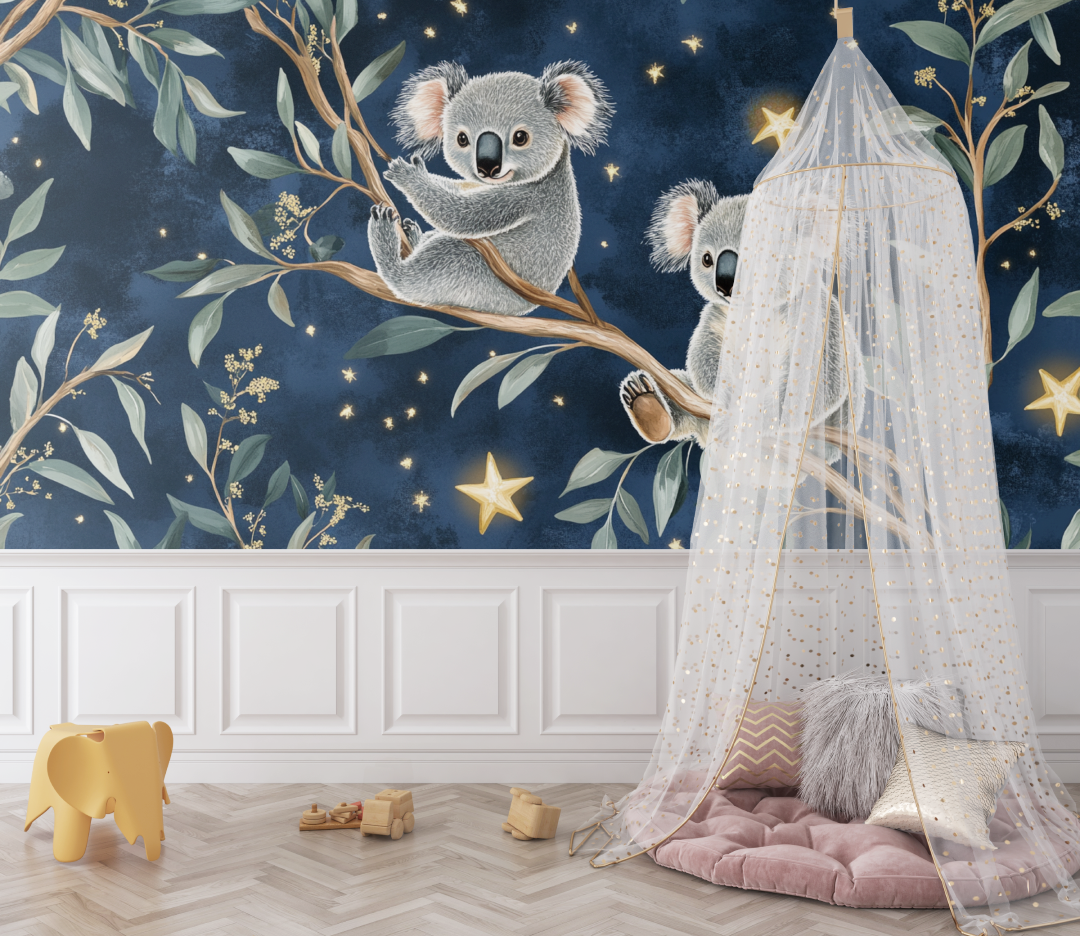 Papier peint koala et magie de la nuit bebe