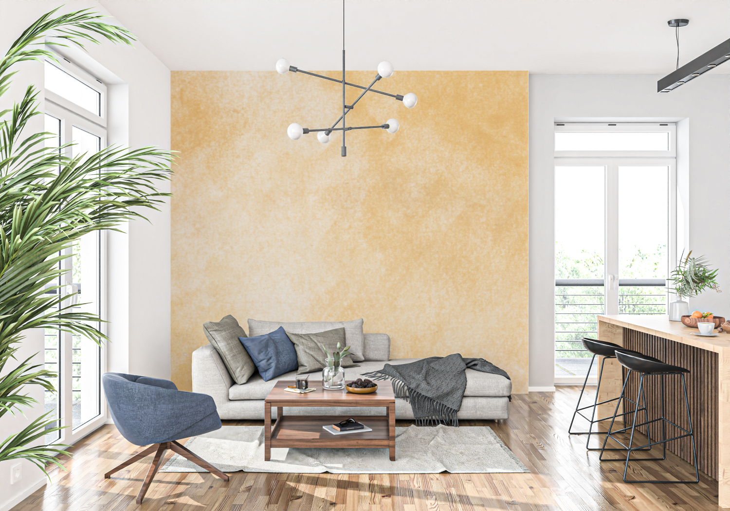 Papier Peint Ocre Orange - tapisserie
