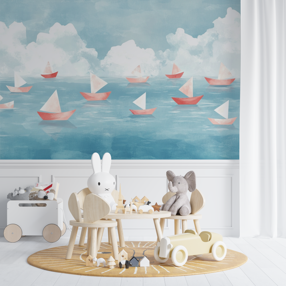 Papier peint marin bateaux en p...ocean doux chambre de bebe