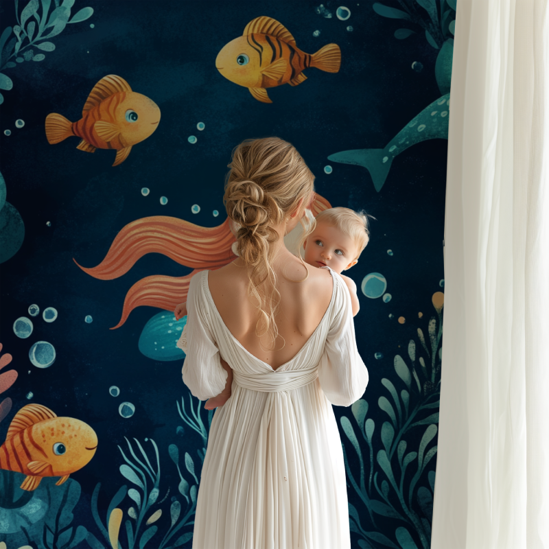 Papier peint marin sirene chambre fille bb123