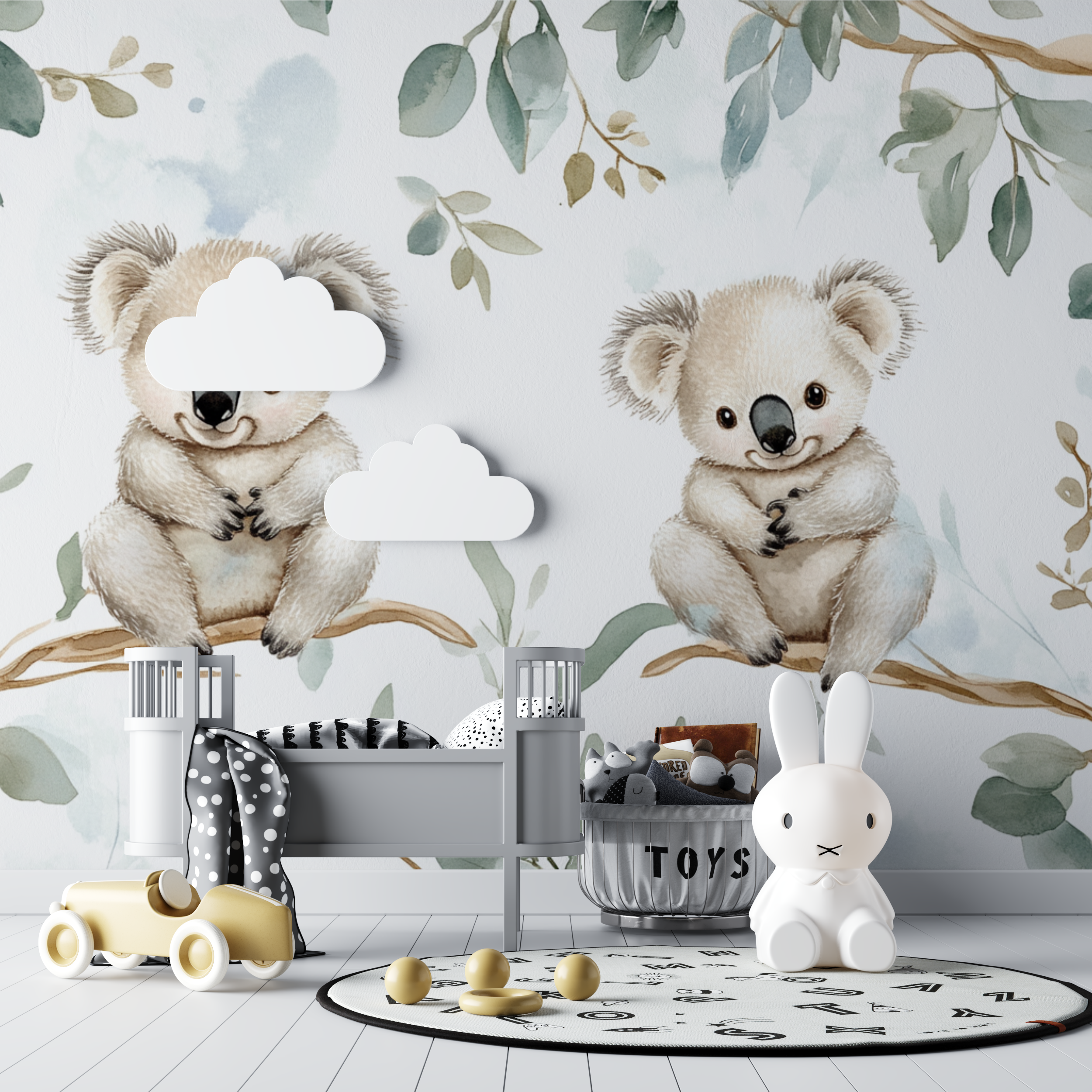 Papier peint koala naissance en douceur bebe tipi