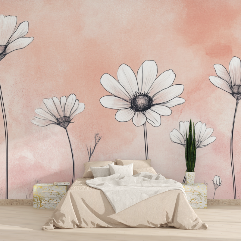 Papier peint marguerites tendance tapisserie 2025