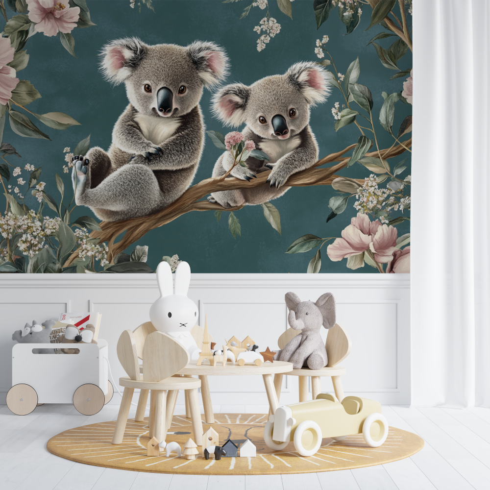 Papier peint koala dans un monde de douceur chambre de bebe