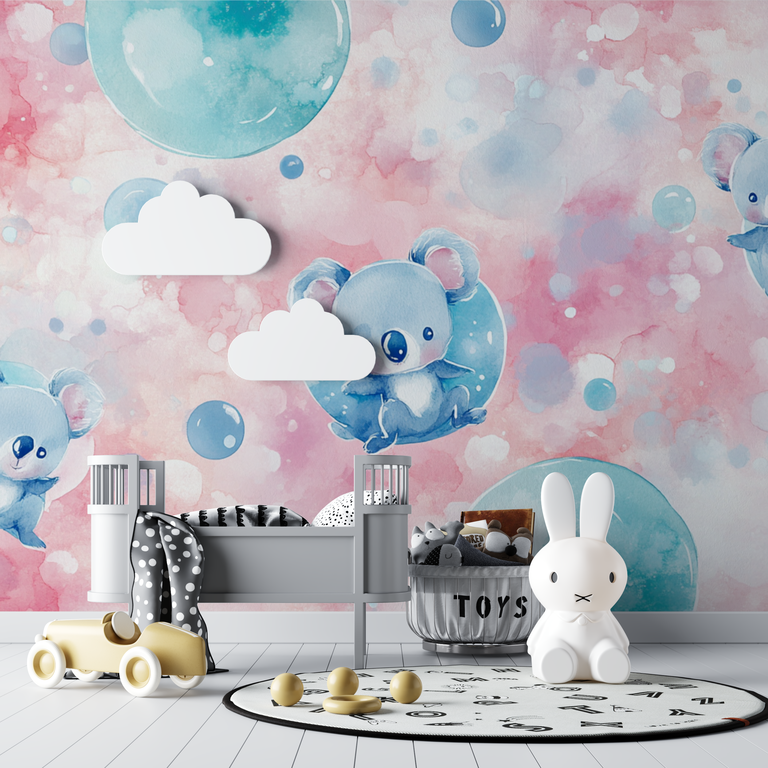Papier peint koala dans une bulle de reve bebe tipi