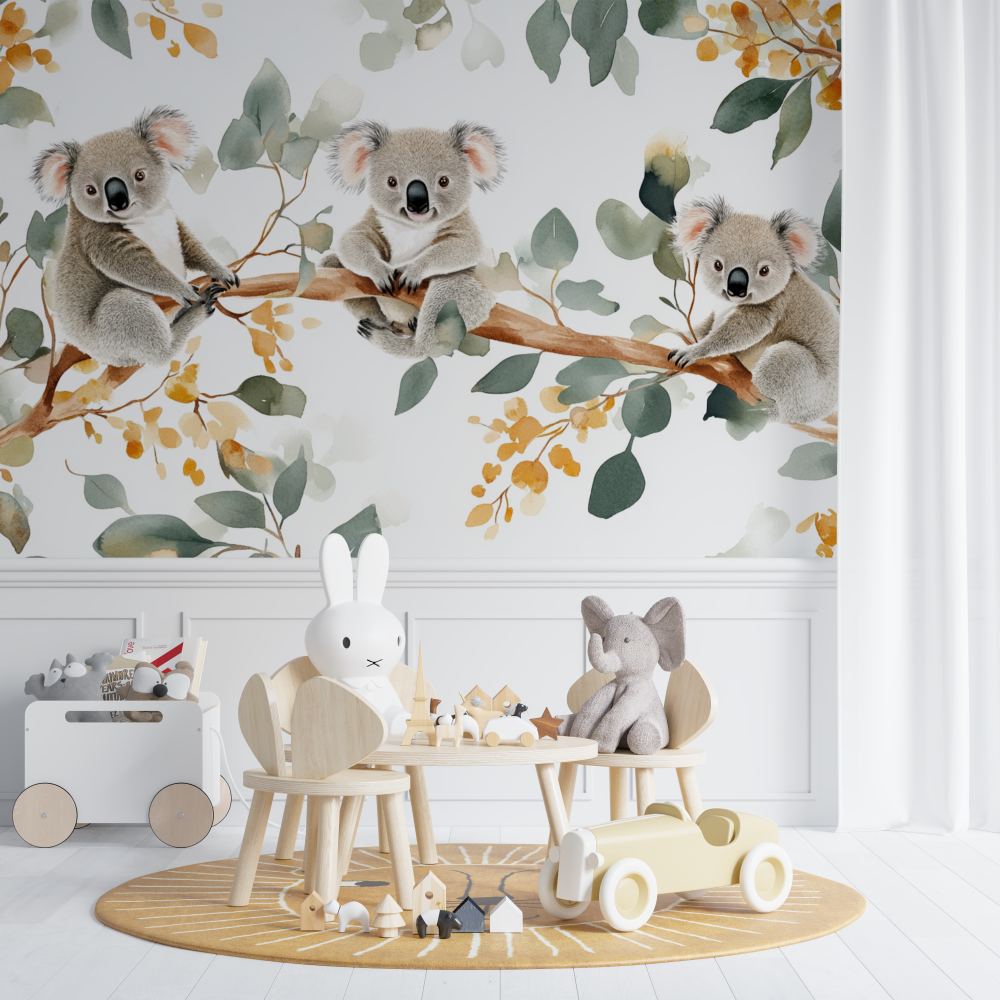 Papier peint koala au lever du jour chambre de bebe