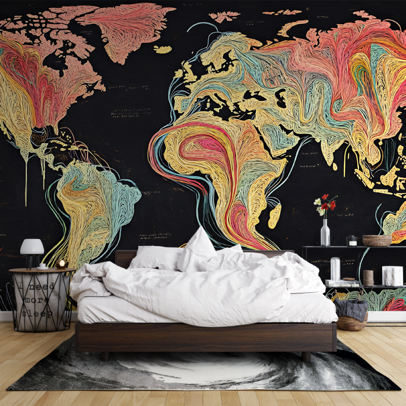Papier peint tendance carte du monde leroy merlin mur