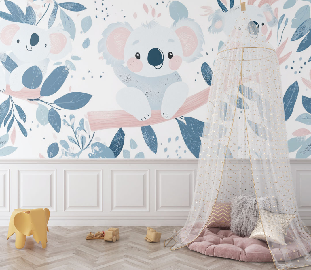 Papier peint koala et ambiance layette bebe