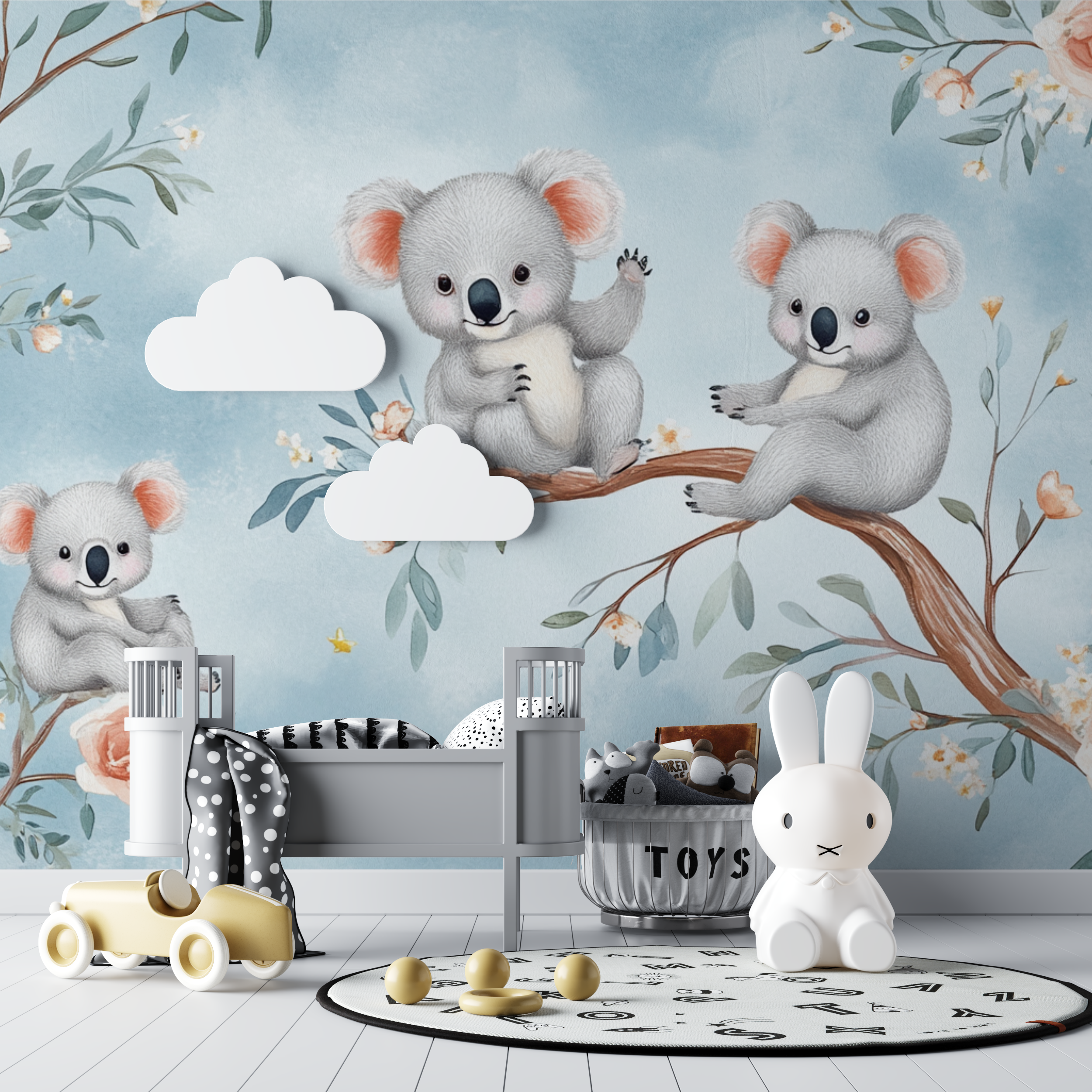 Papier peint koala et reve denfant bebe tipi