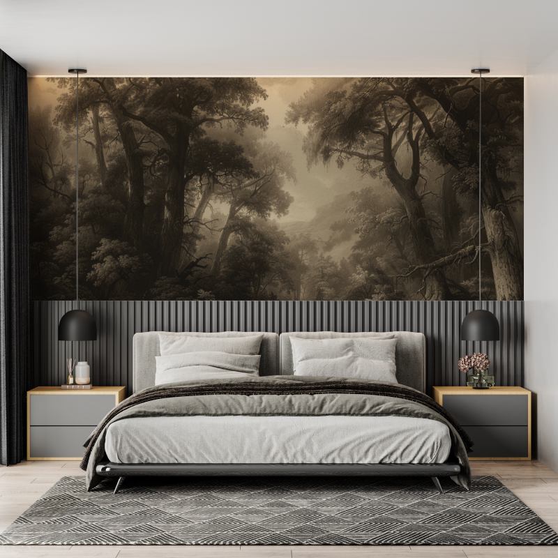 Papier peint panoramique foret salon mural adulte