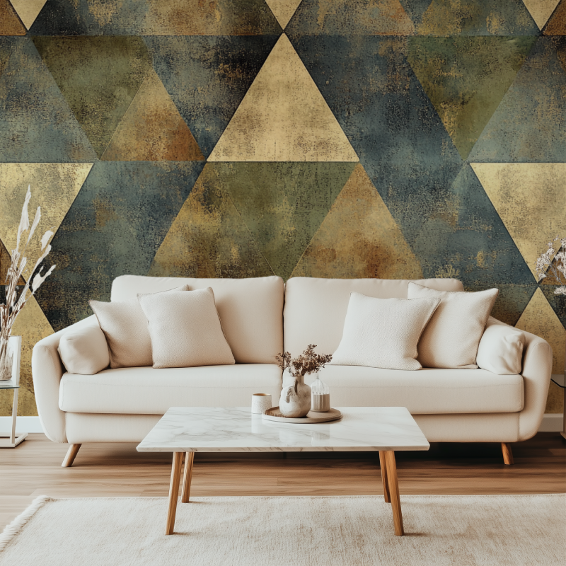Papier peint vintage triangle 3d canape simple