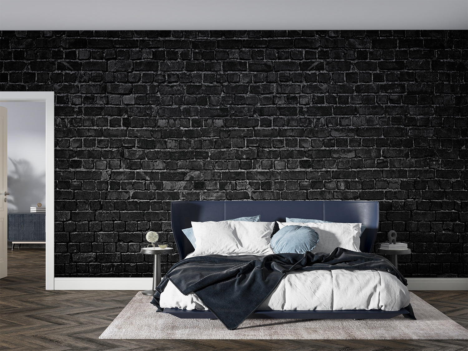 Papier Peint Effet Brique Noir
