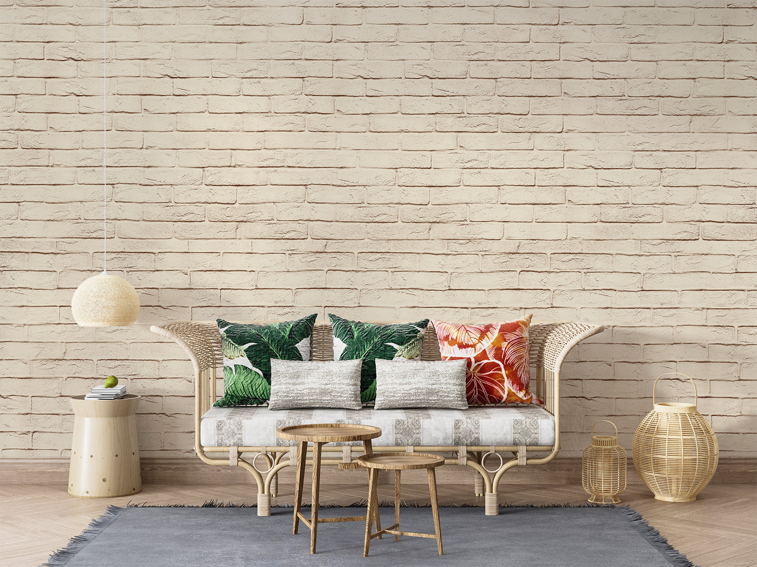 Papier Peint Imitation Brique Beige