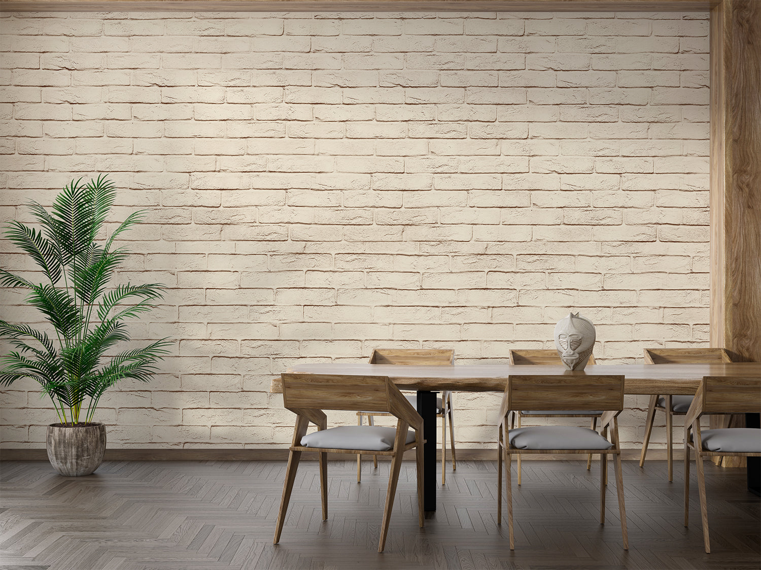 Papier Peint Imitation Brique Beige