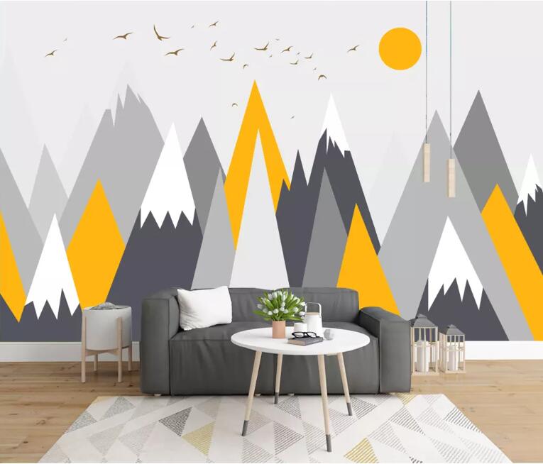 Papier Peint Scandinave Jaune et Gris