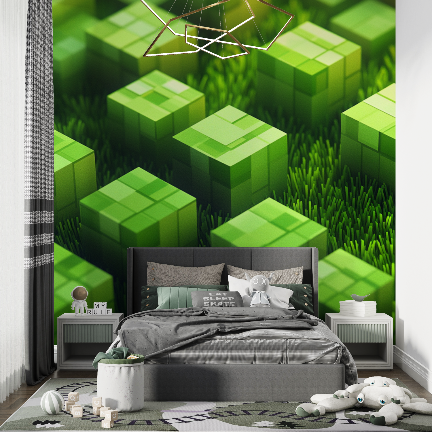 Papier peint pelouse de minecraft chambre de garcon