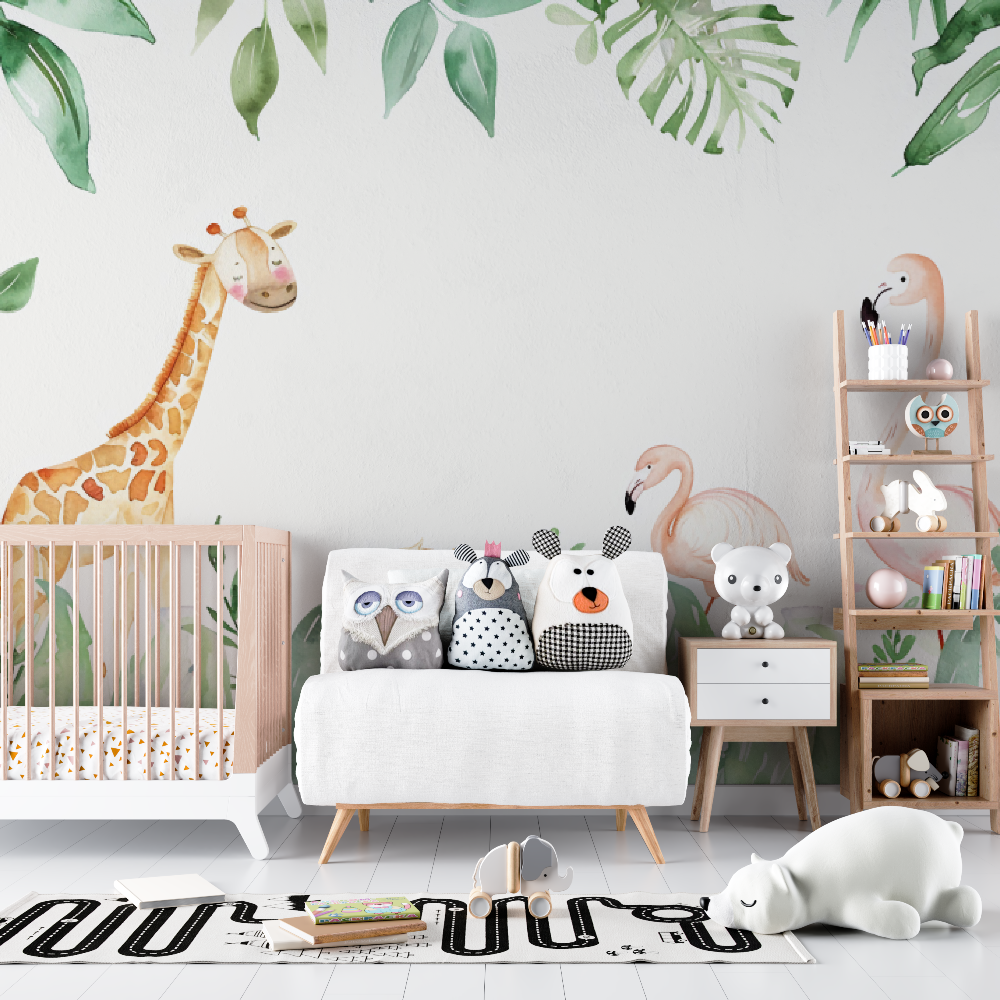 Pastel safari animals baby wallpaper - Second Image