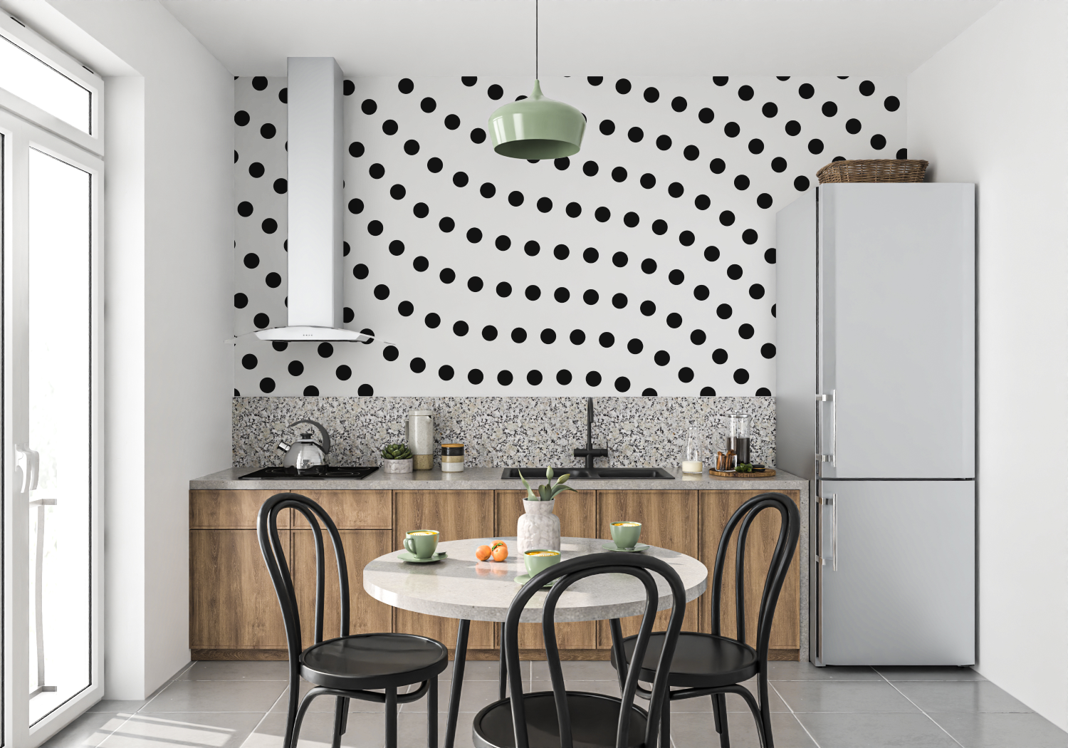 Black dot painted wallpaper - Second Image