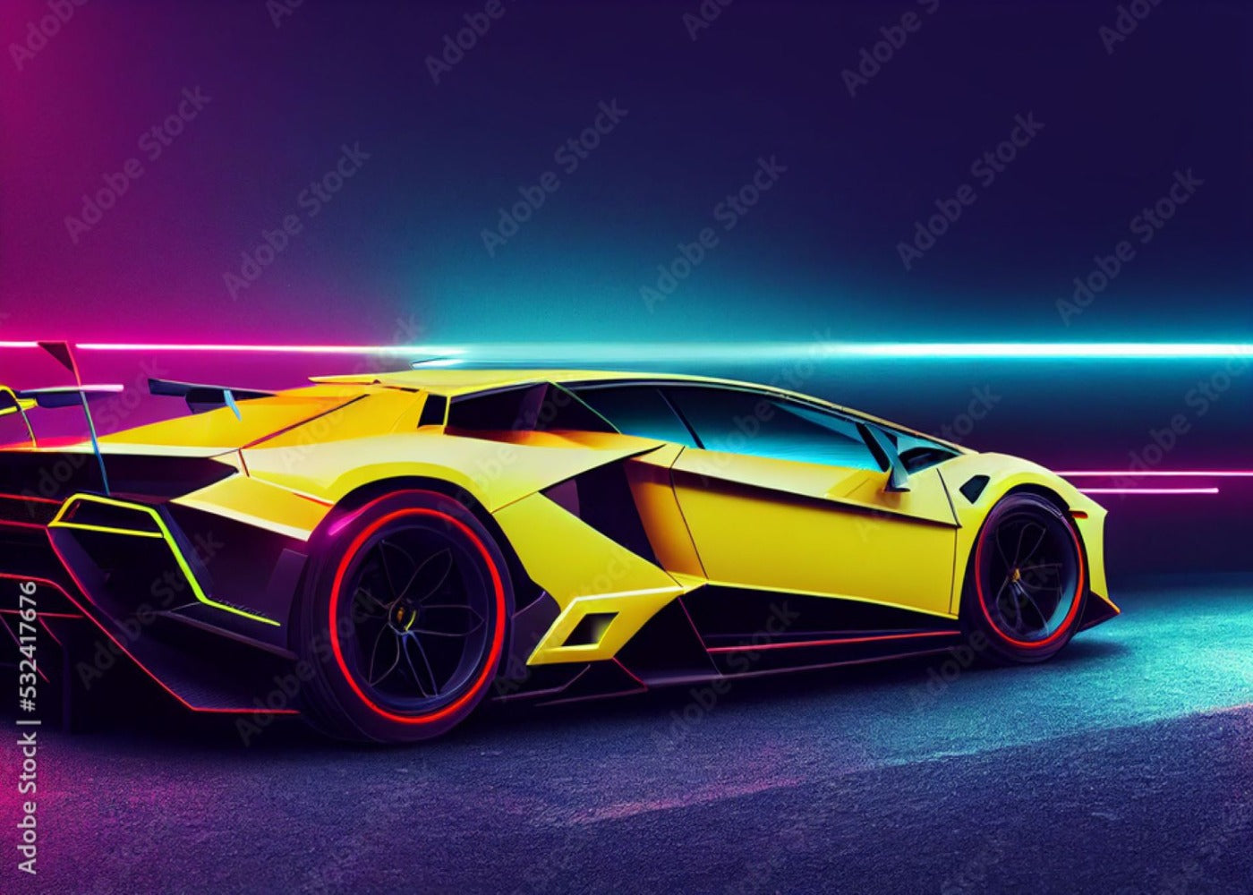 Auto-Tapete <br/> Gelber Lamborghini - Second Image